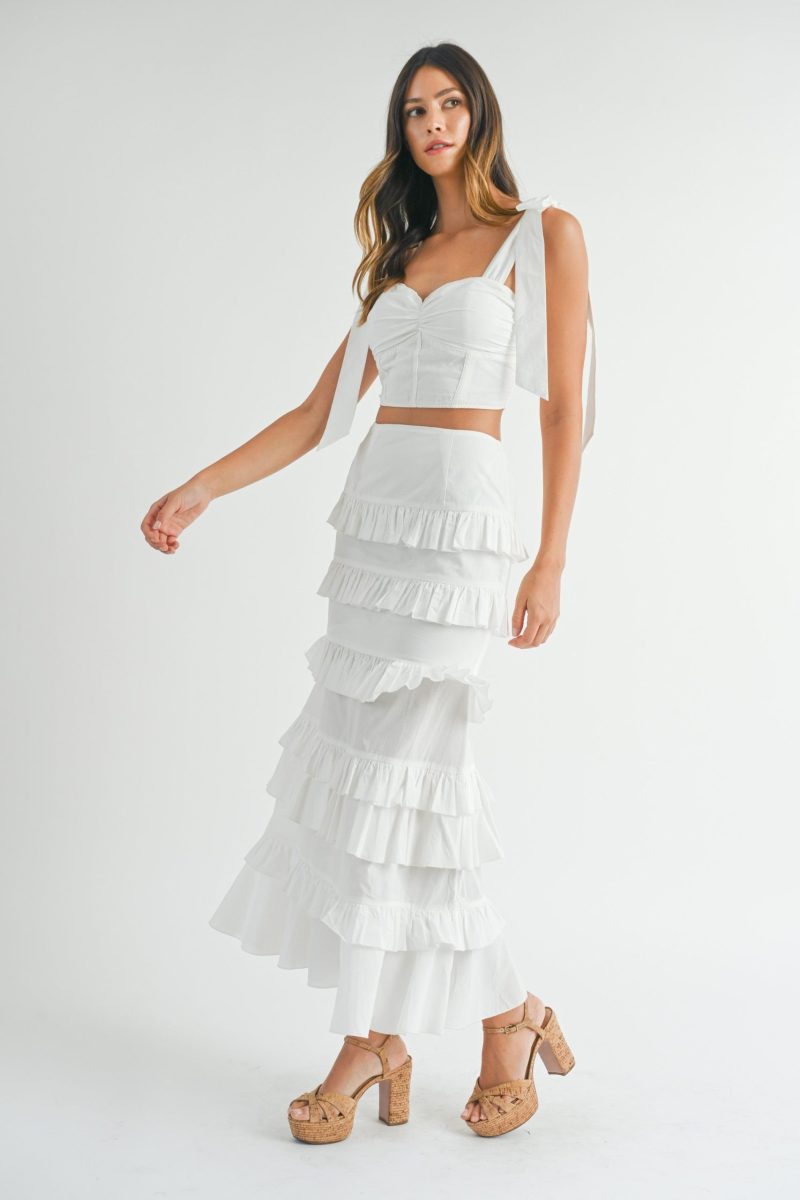 Tube Top And Tiered Ruffle Maxi Skirt Set - Image 4