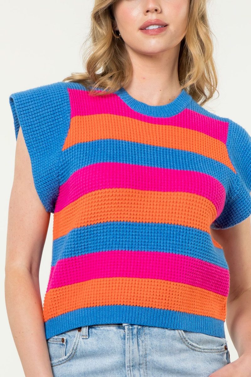 Short Sleeve Multi Color Knit Top - Image 4