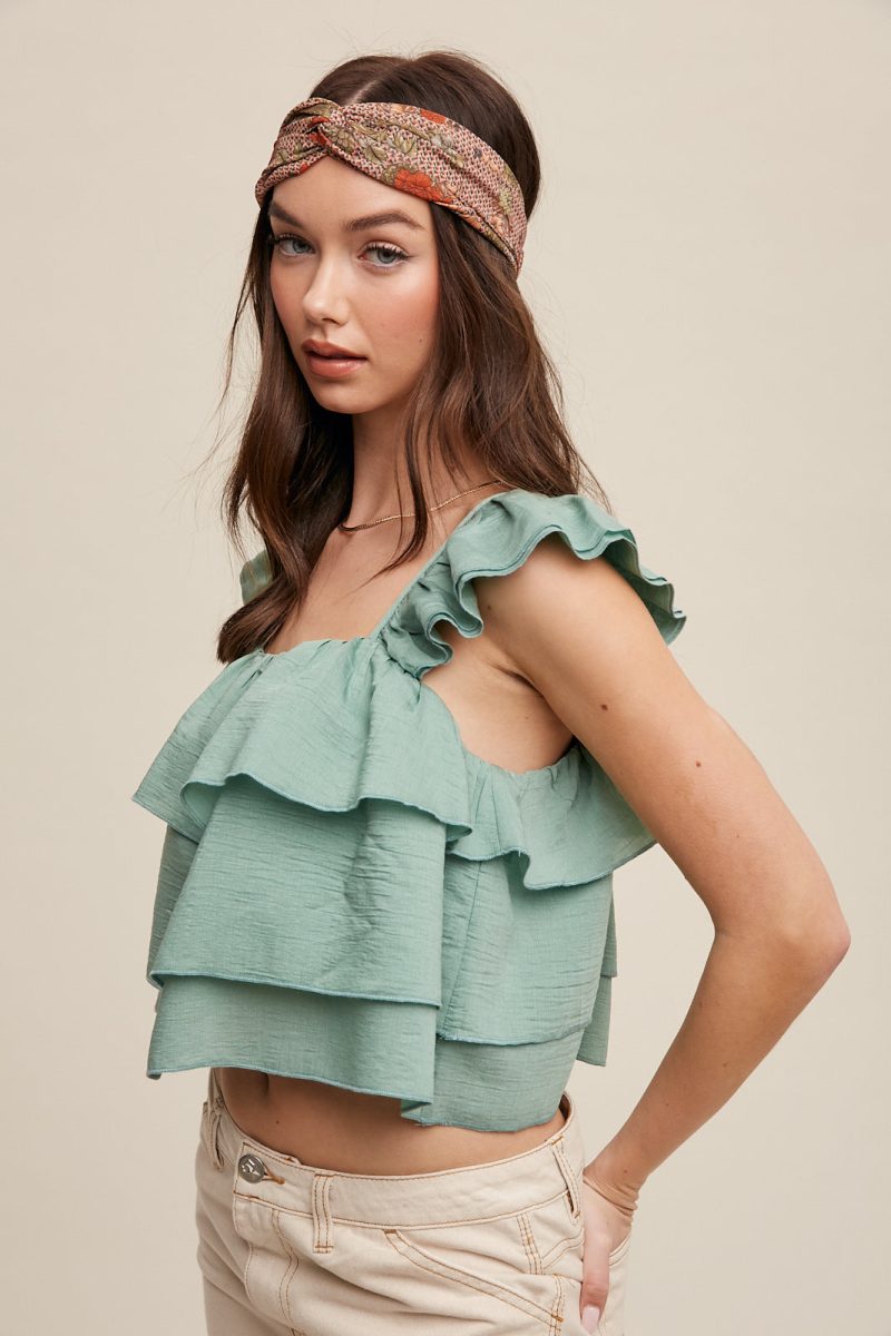 All Over Ruffle Square Neck Blouse Top - Image 21