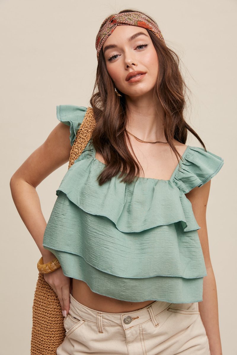 All Over Ruffle Square Neck Blouse Top - Image 24