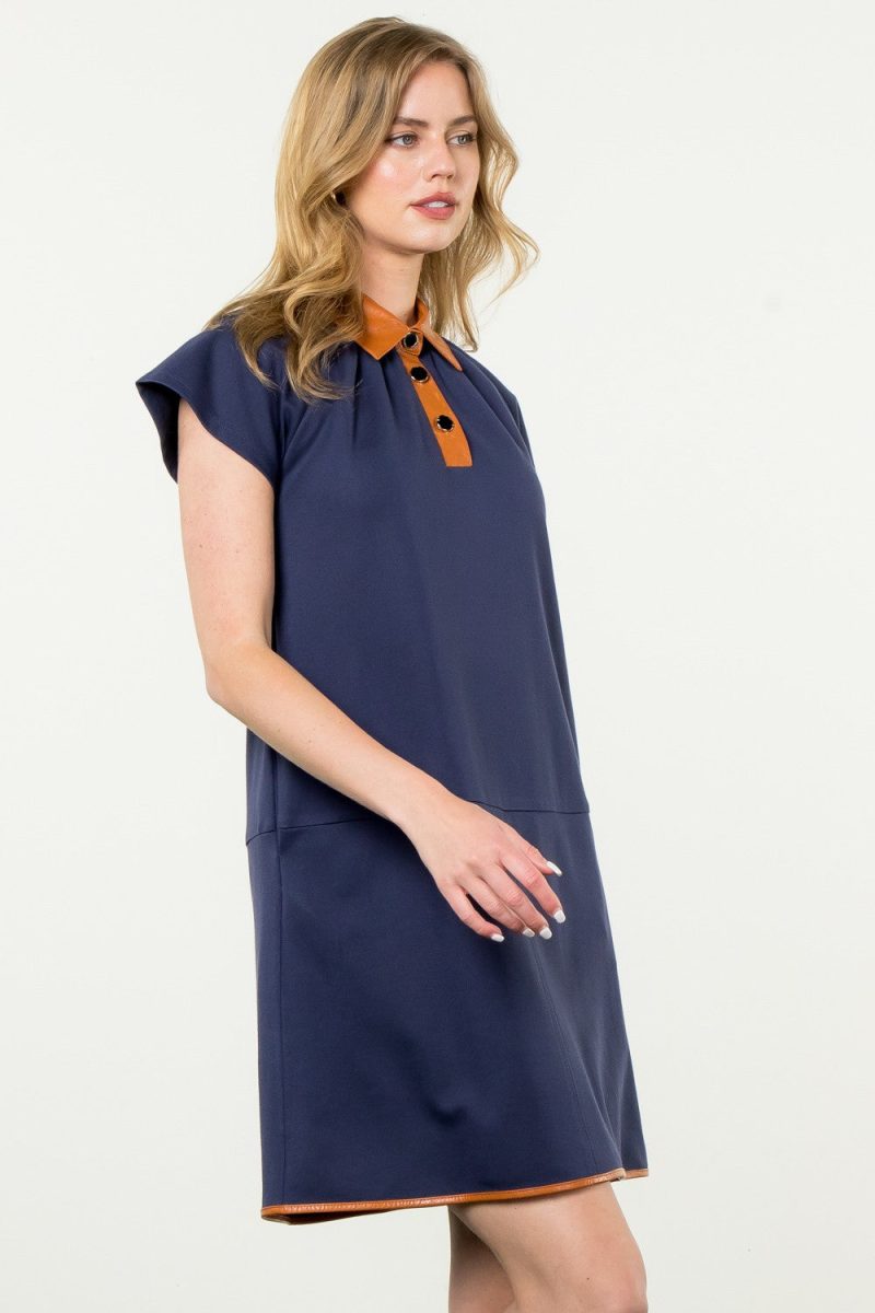 Collared Short Sleeve Midi Dress - Image 2