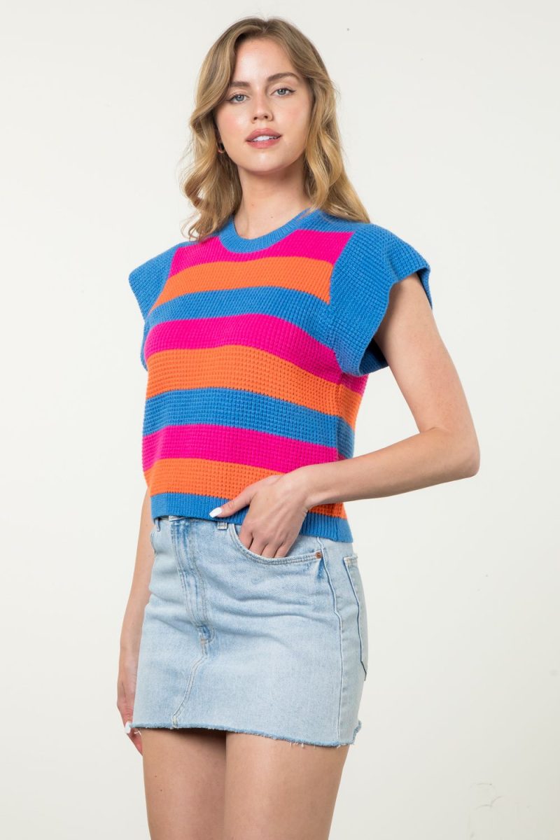 Short Sleeve Multi Color Knit Top - Image 8