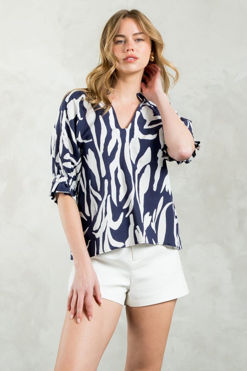 V-Neck Print Top - Image 2
