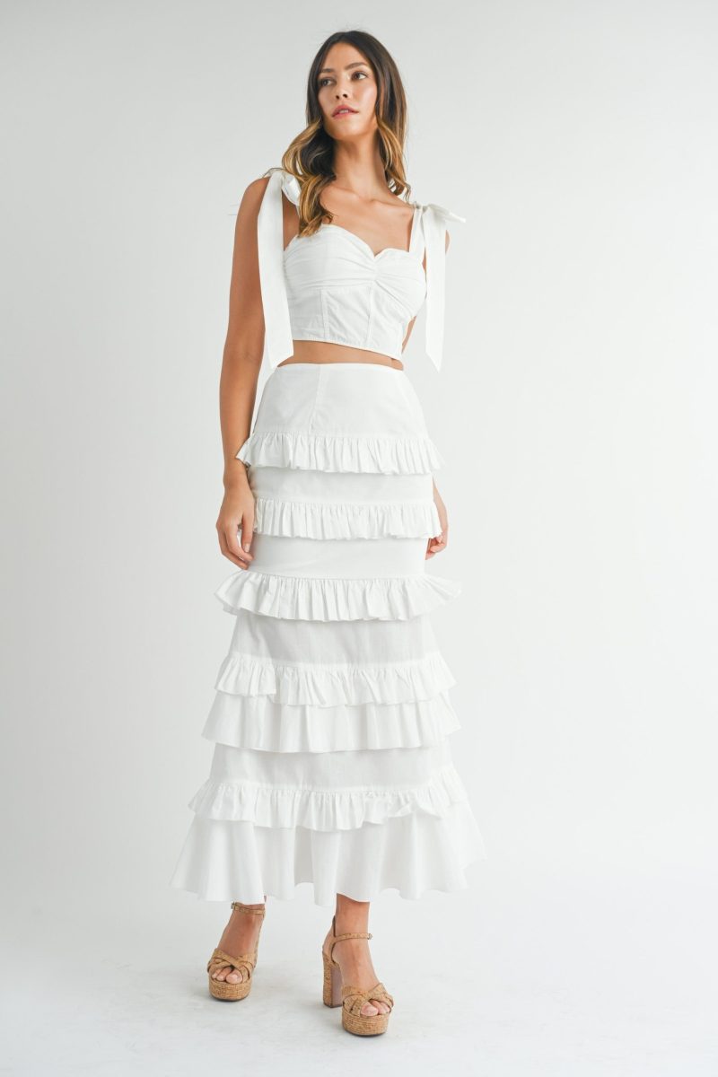 Tube Top And Tiered Ruffle Maxi Skirt Set - Image 2