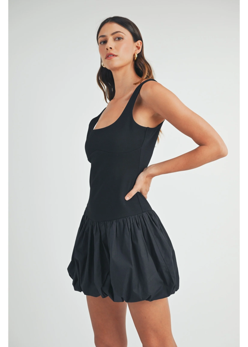 Scoop Neckline Sleeveless Bubble Hem Mini Dress - Image 2