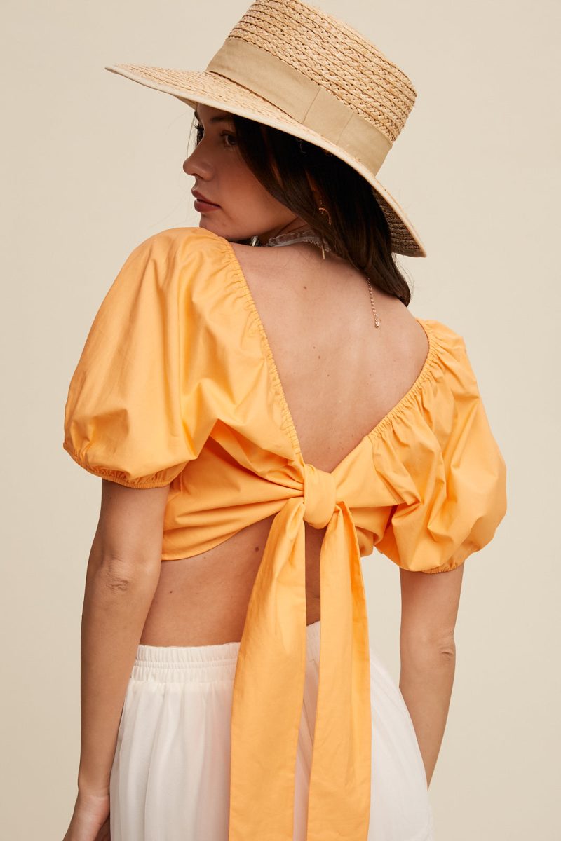 Puff Sleeve Back Tie Crop Top - Image 24
