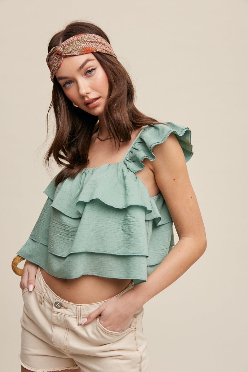 All Over Ruffle Square Neck Blouse Top - Image 20