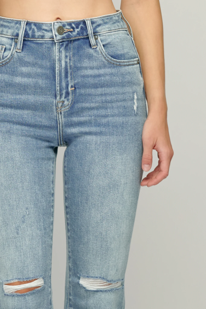 Happi Distressed Cropped Flare Jeans - Image 2