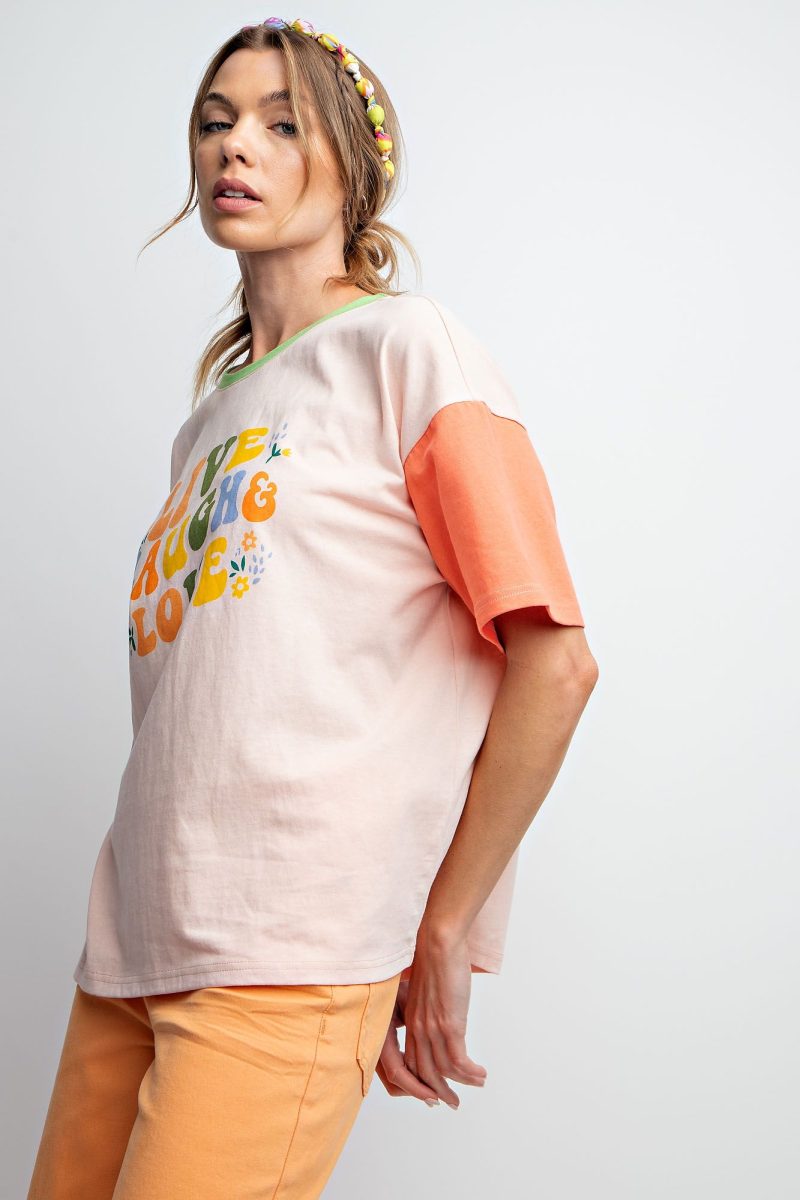 Color Block Jersey "Live Laugh Love" Top - Image 3