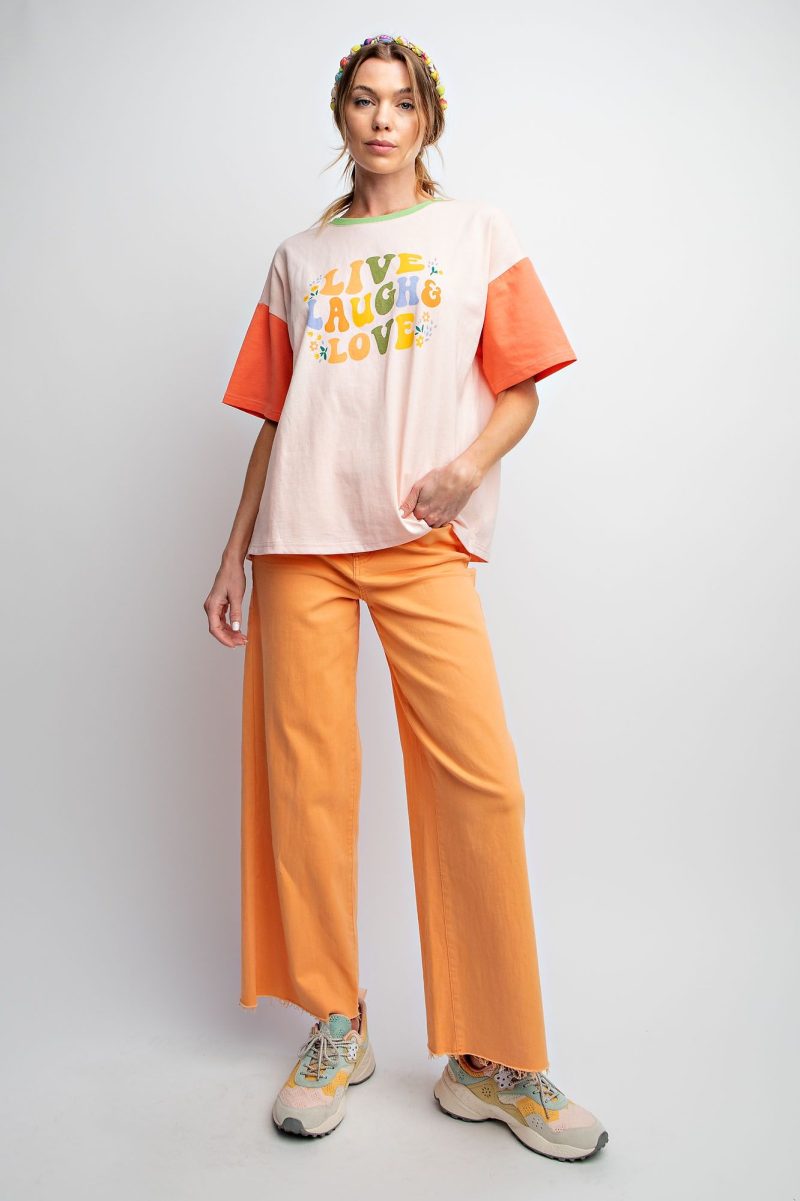 Color Block Jersey "Live Laugh Love" Top - Image 4