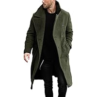 Mens Double Breasted Trench Coat Casual Lapel Collar Business Winter Long Overcoats