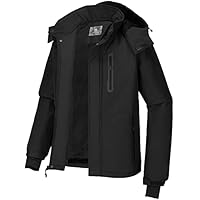 Men's Mountain Snow Waterproof Ski Jacket Detachable Hood Windproof Fleece Parka Rain Jacket Winter Coat