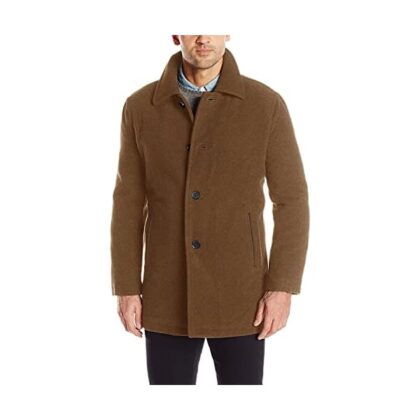 mens Button Up Wool Plush Car Coat