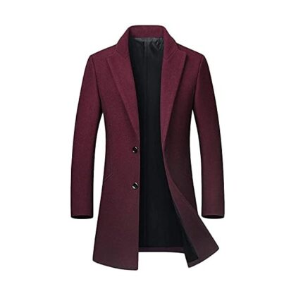Men's Mid-Length Single Breasted Wool Blend Top Coat
