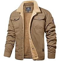 Men's Winter Jacket Lined Sherpa Jacket Warm Trucker Coat Multi Pocket