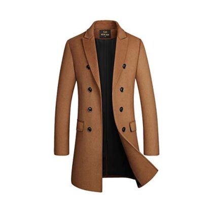 Men's Premium Wool Blend Double Breasted Long Pea Coat