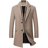 Men's Casual Trench Coat with Detachable Scarfs Notched Collar Single Breasted Overcoat