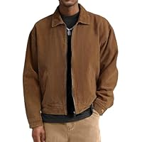 Men's Corduroy Bomber Jacket Zip Up Coat Trucker Vintage Jacket With Pocket&Lining