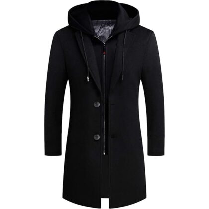 Mens Trench Coat Winter Wool Blend Jacket Overcoat Long Top Coat Warm Pea Coat