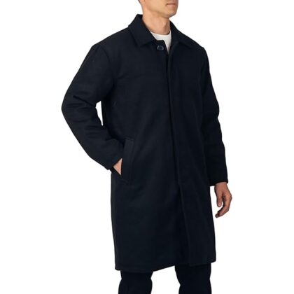 Zach Men’s Wool Blend Overcoat – Knee-Length Trench Coat, Runs Large for Layering Over Suits or Sweaters
